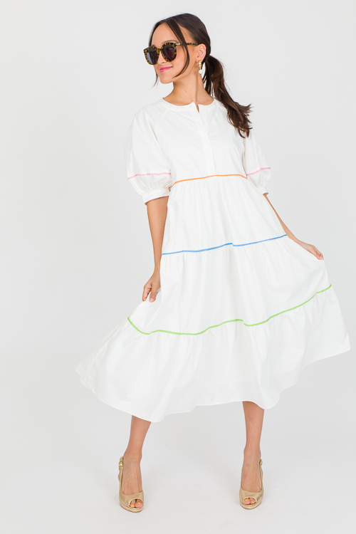 Pop Of Color Poplin Midi White Sale The Blue Door Boutique