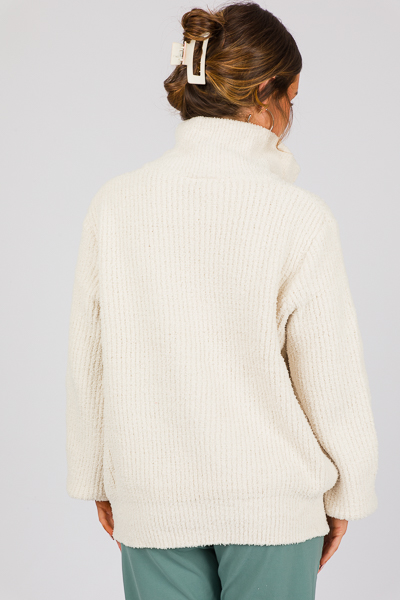 Plush Half Zip Sweater Cream New Arrivals The Blue Door Boutique