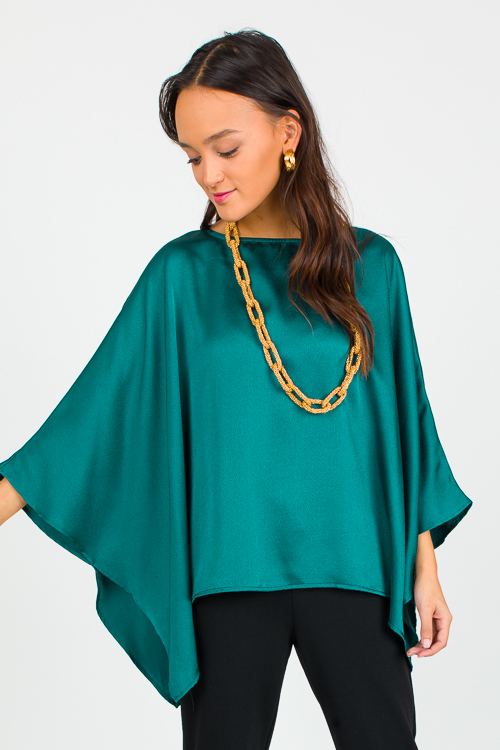 Satin Boat Neck Blouse Pine Green New Arrivals The Blue Door Boutique