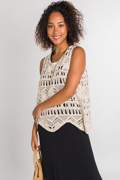 Cream Crochet Tank The Blue Door Boutique