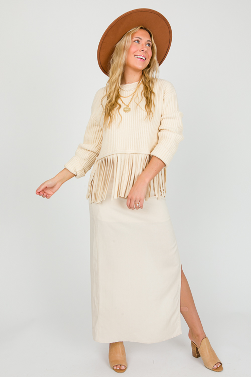 Side Slit Maxi Skirt, Oatmilk