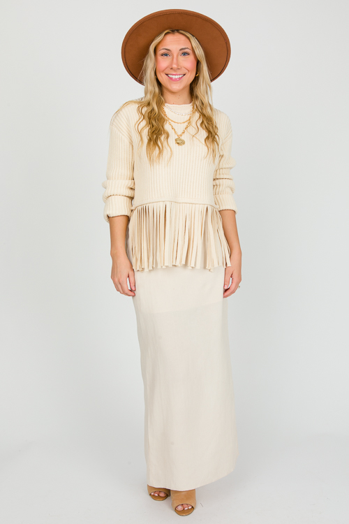 Side Slit Maxi Skirt, Oatmilk