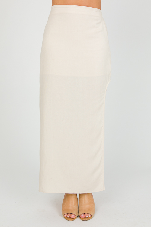 Side Slit Maxi Skirt, Oatmilk