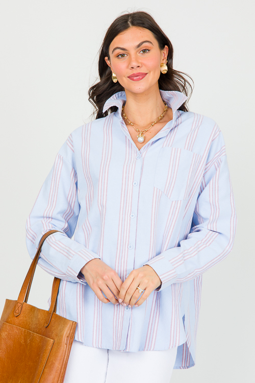 Layered Stripe Shirt Sweater, Grey - New Arrivals - The Blue Door