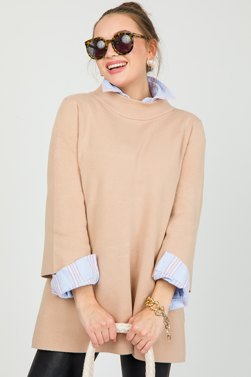 Audrey Tunic Sweater, Beige