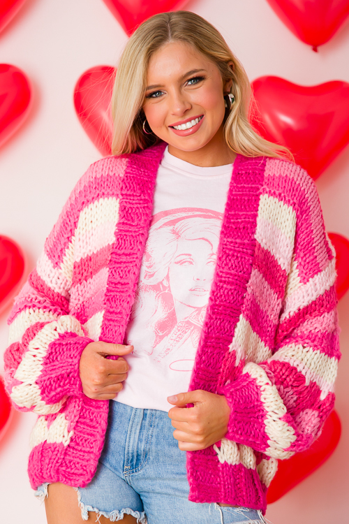 Pink Stripes Cardigan