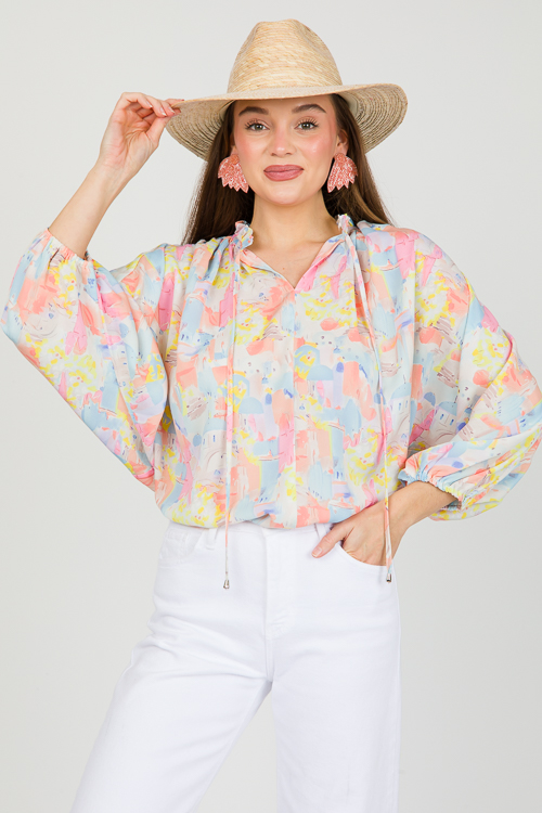 Santorini Blouse, Pink Multi