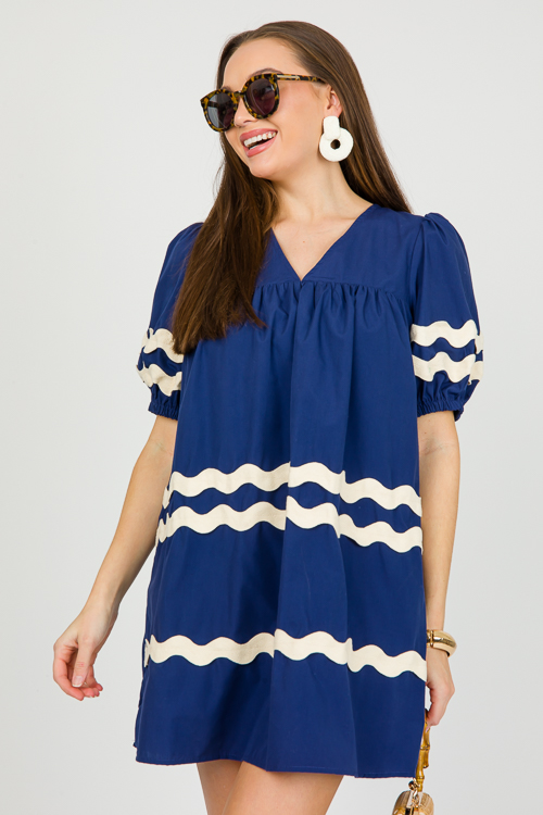 Emery Ric Rac Dress, Navy