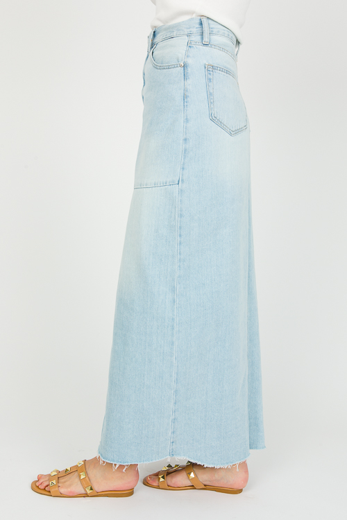 Slit Denim Maxi Skirt, Light