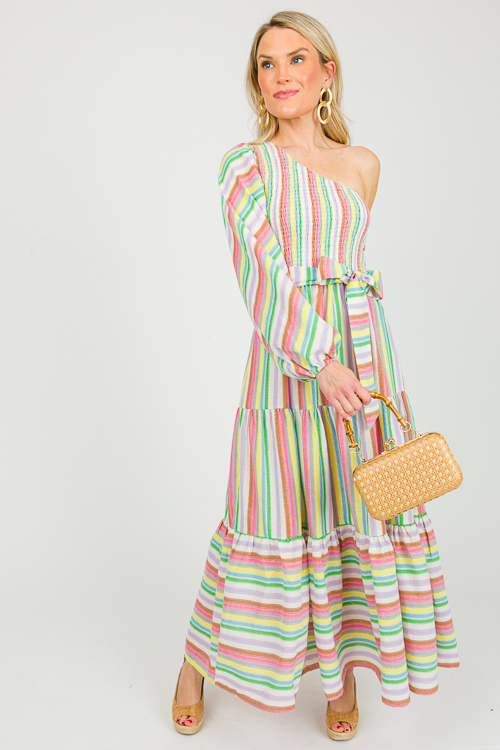 Single Sleeve Multi Stripe Midi