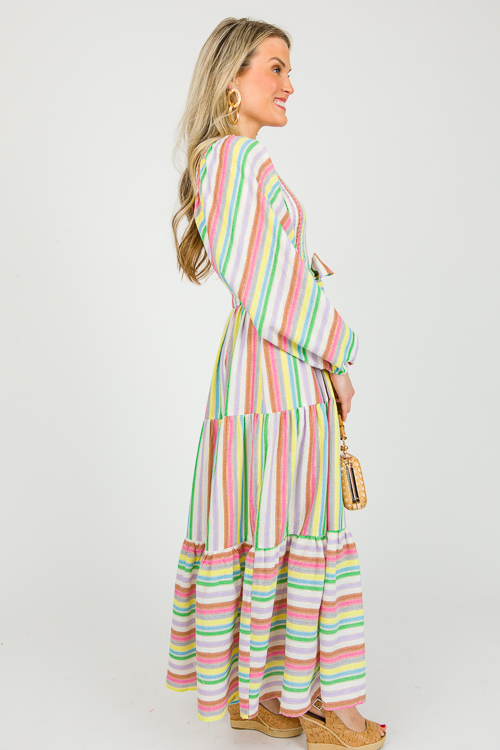 Single Sleeve Multi Stripe Midi