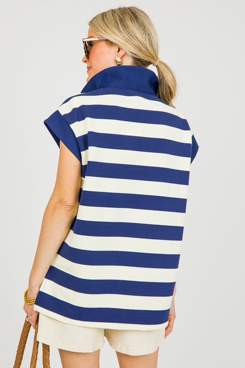 Danny Stripe Top, Navy