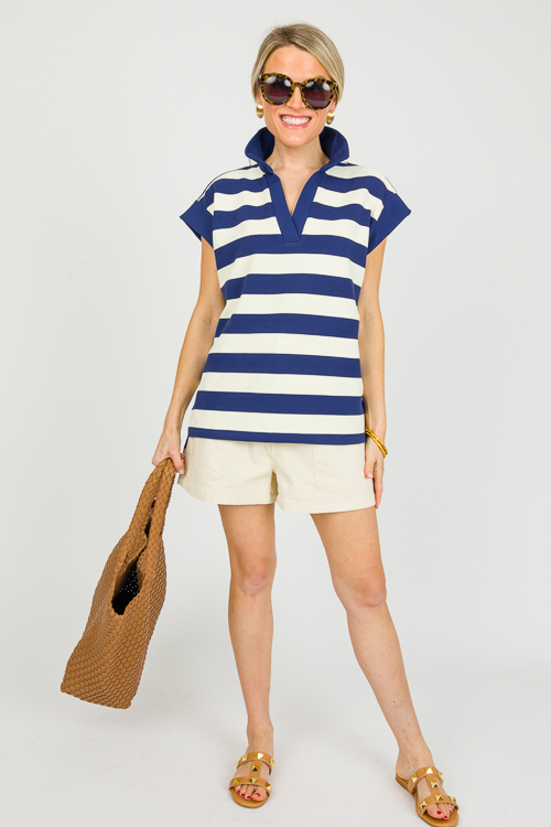 Danny Stripe Top, Navy