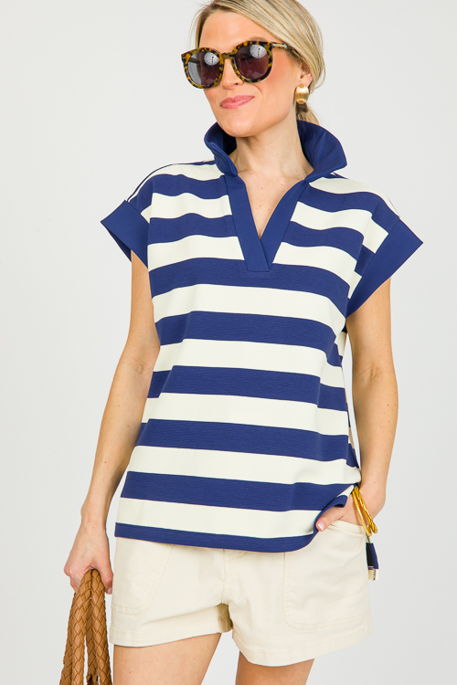 Danny Stripe Top, Navy