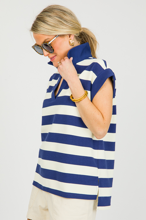 Danny Stripe Top, Navy