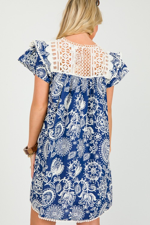 Crochet Trim Printed Dress, Nav - 0209-91-Edit.jpg