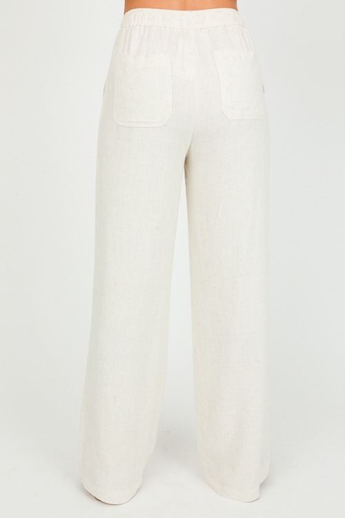 Andreas cotton/linen pants - Navy / Ecru –