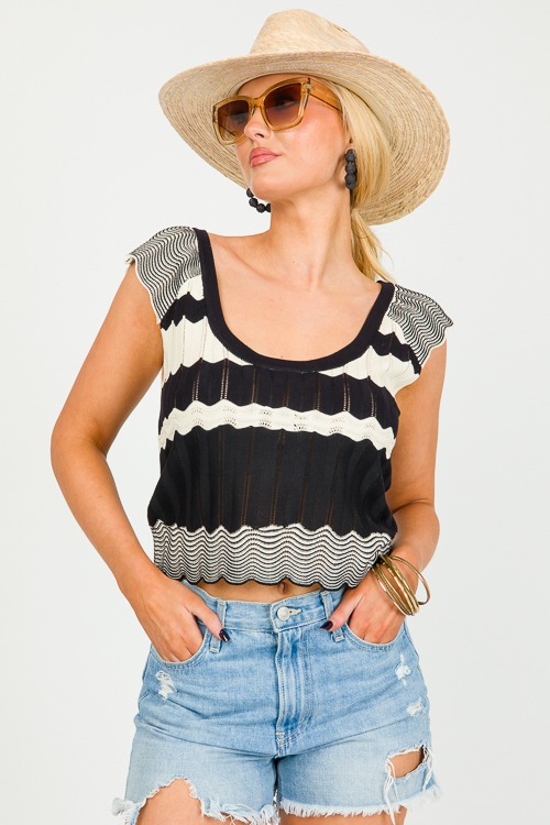 Scoop Neck Stripe Top, Black/Ecru - 0221-76.jpg