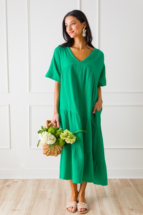 Asymmetric Tier Gauze Midi, Kelly Green - 0307-242.jpg