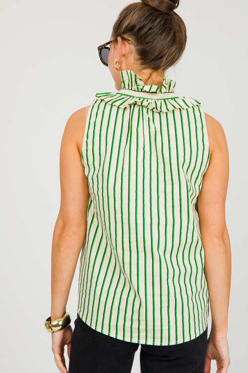 Ruffle Collar Stripe Tank, Green - 0314-97.jpg