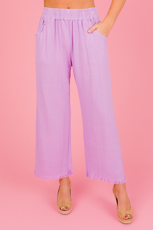 Cropped Linen Pant, Lavender - New Arrivals - The Blue Door Boutique