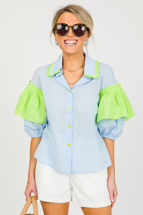 Colorblock Pleats Button Up, Bl - 0319-44p.jpg