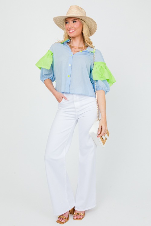 Colorblock Pleats Button Up, Blue - 0401-55.jpg