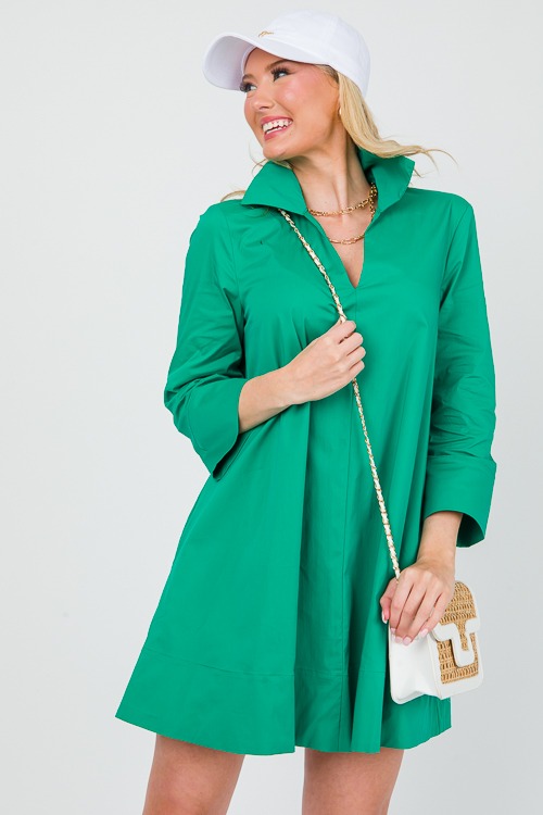 Collared A-Line Dress, Green - 0402-2.jpg