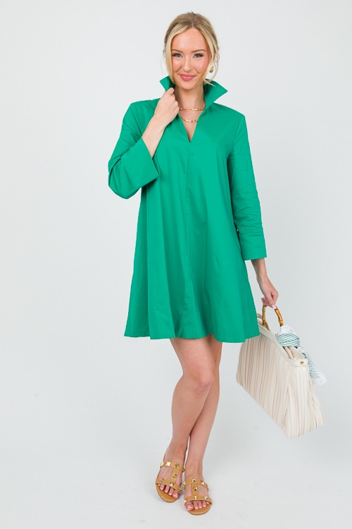 Collared A-Line Dress, Green - 0402-3.jpg