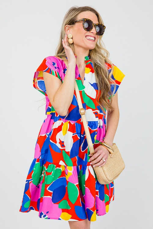 Liza Abstract Dress, Blue/Multi - New Arrivals - The Blue Door Boutique