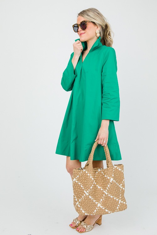 Collared A-Line Dress, Green - 0402-7.jpg