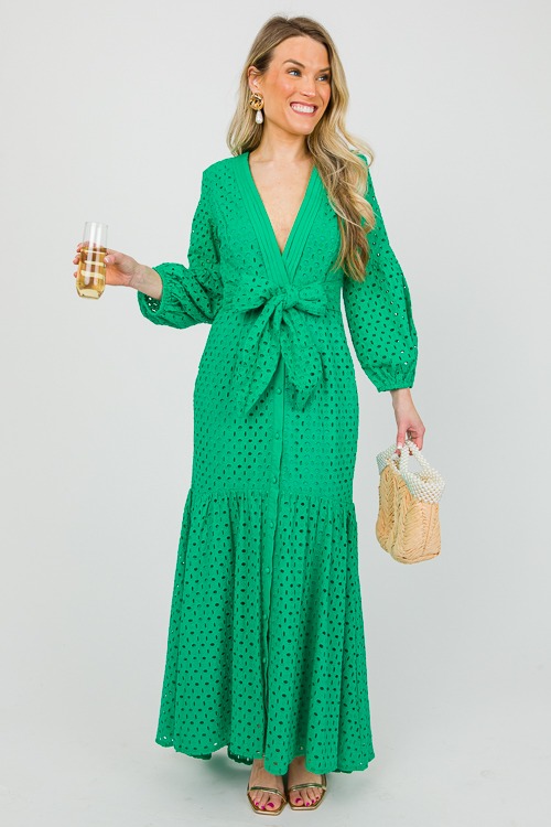 Eyelet Tie Waist Maxi, Green - 0412-127.jpg