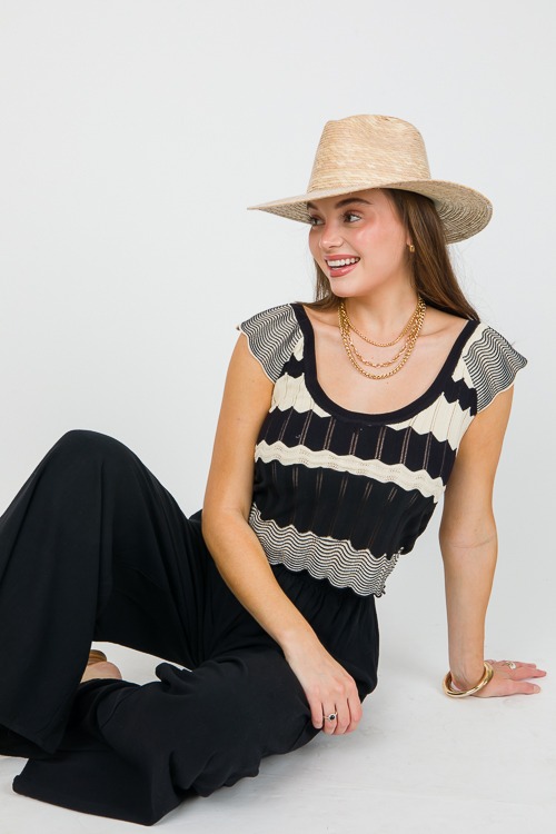 Scoop Neck Stripe Top, Black/Ecru - 0422-108p.jpg