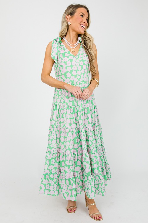 Bow Shoulder Floral Maxi, Pink - 0425-49p.jpg