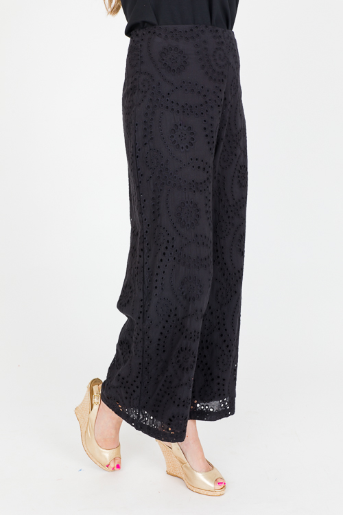 Eyelet Pants, Black - SALE - The Blue Door Boutique