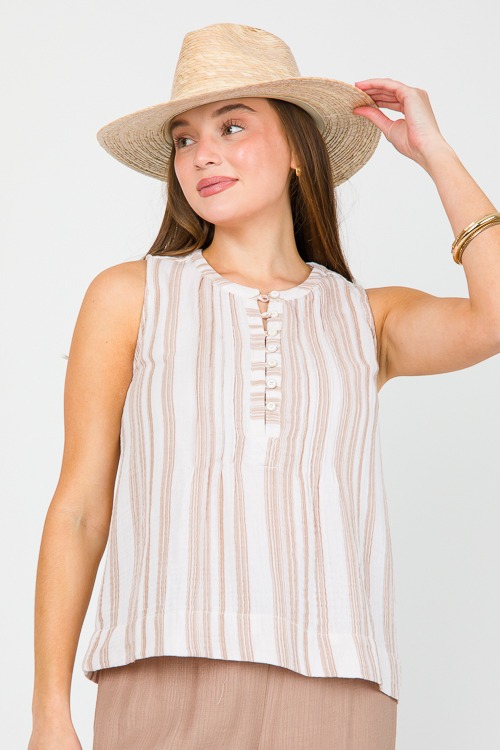 Gauze Button Tank, Mocha Stripe - 0429-70.jpg