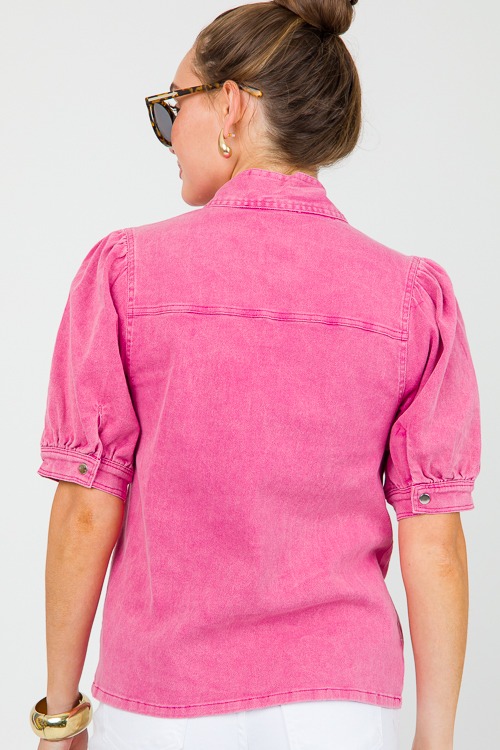 Denim Tie Neck Top, Pink - 0430-119.jpg