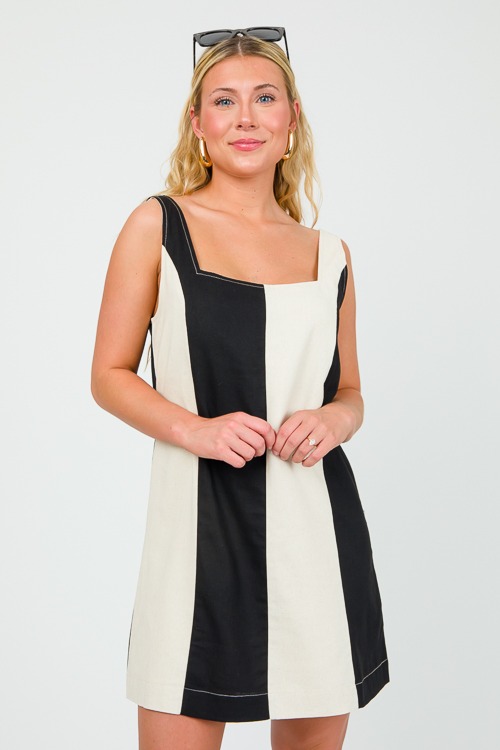 Colorblock Linen Dress, Natural Black - 0502-61p.jpg