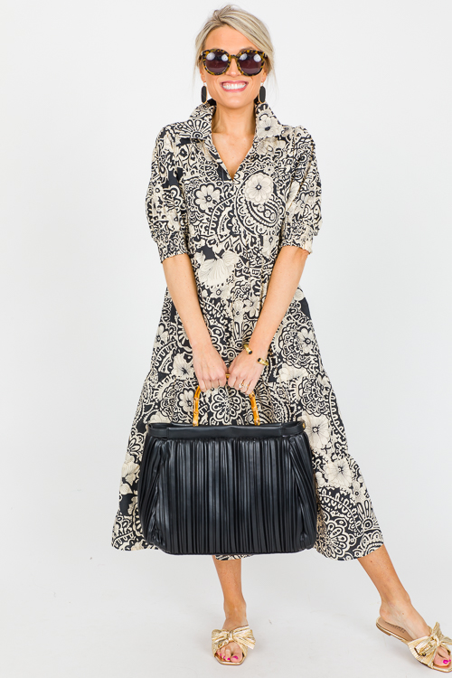 Sarah Floral Mix Midi, Black