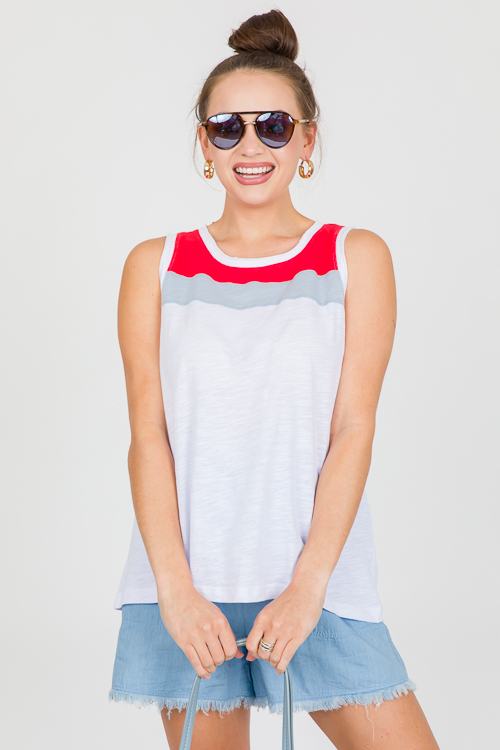 Colorblock Tank, White Combo