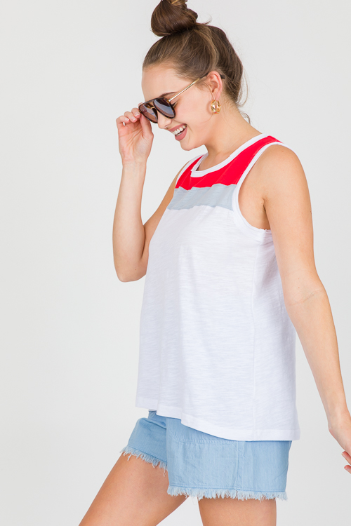 Colorblock Tank, White Combo