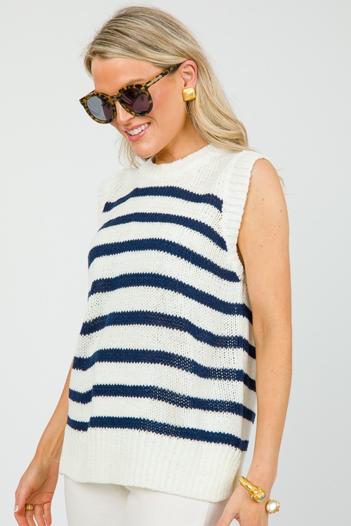 Greyson Sweater Tank, White/Navy - 0516-110.jpg