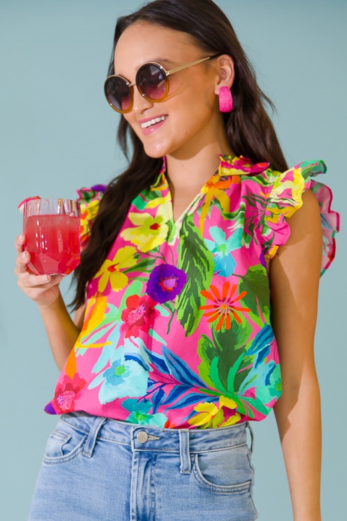 Tropical Floral Top, Hot Pink - 0517-135p.jpg