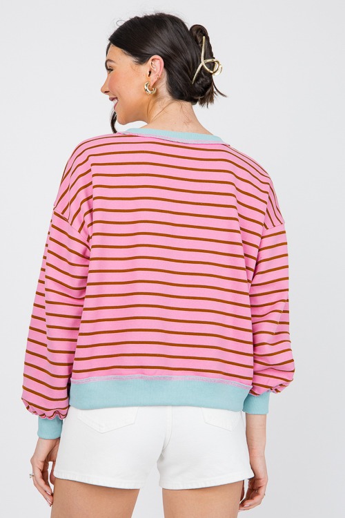 Contrast Trim Stripe Pullover, - 0523-73.jpg