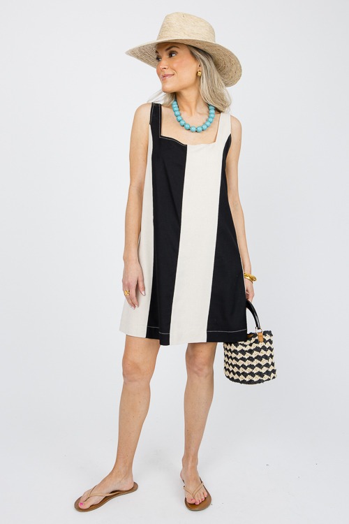 Colorblock Linen Dress, Natural Black - 0603-131h.jpg