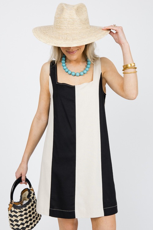 Colorblock Linen Dress, Natural Black - 0603-132.jpg