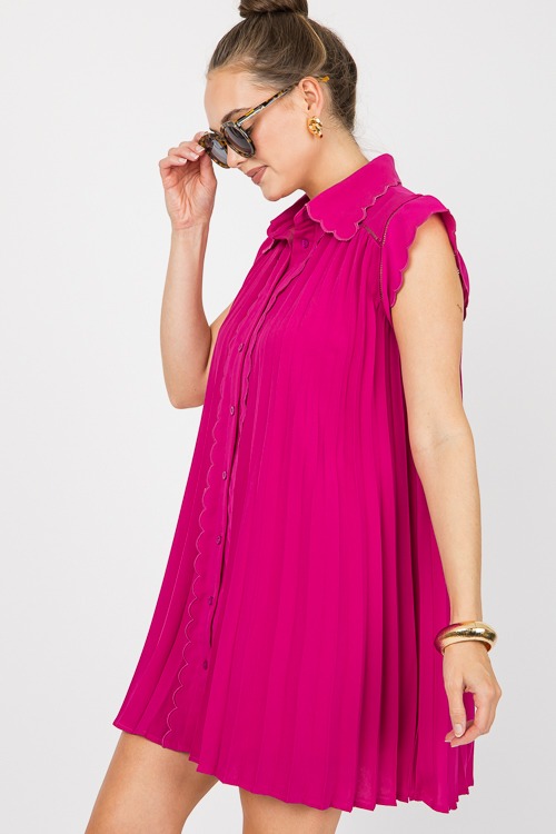 Scallop Pleated Shirt Dress, Magenta - 0607-52.jpg