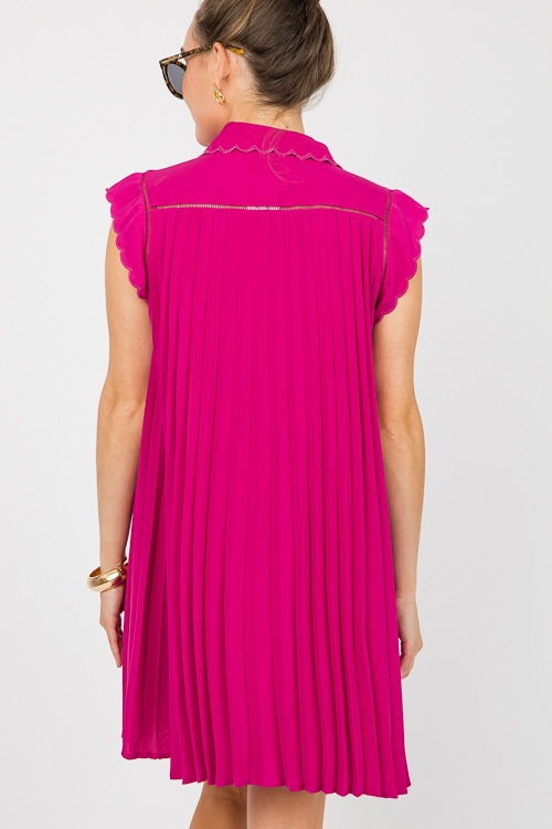 Scallop Pleated Shirt Dress, Magenta - 0607-53.jpg