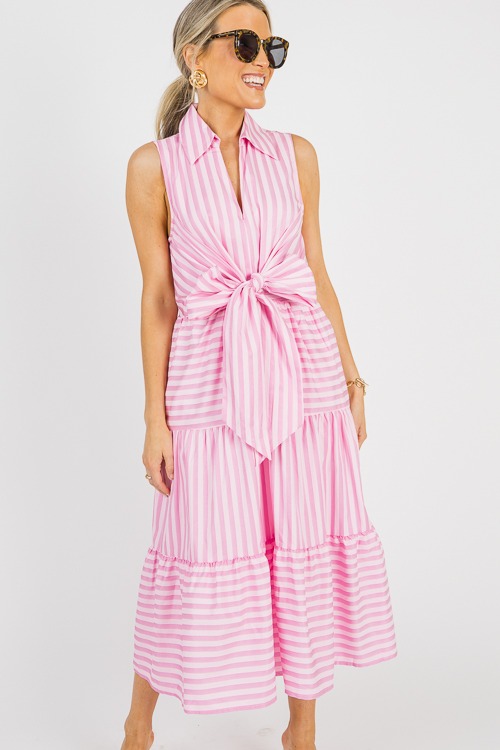 Tie Front Stripe Midi, Pink - 0612-63.jpg