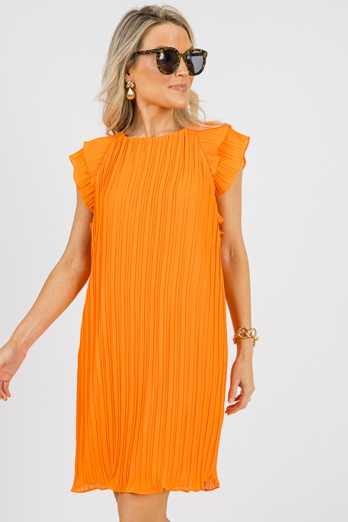 Pleated Flutter Dress, Neon Ora - 0614-96p.jpg